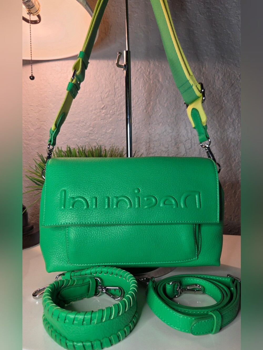 Desigual Half Logo 23 Venecia 2.0 Green Crossbody Bag 3 Straps